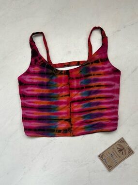 NEW Kathmandu Imports Multicolor Tie Dye Cami Crop Top Bralette Back Cutout